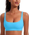 CRZ YOGA Butterluxe Square Neck Spaghetti Strap Sports Bras for Women - Low Coverage Yoga Wireless Padded Cami Crop Top