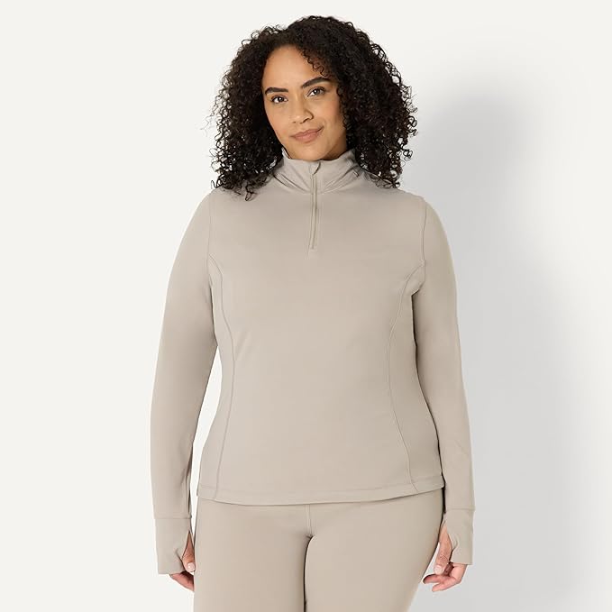 Amazon Essentials Women's Active FormFlex Buttery Soft Slim Fit Quarter Zip Long Sleeve Pullover Jacket