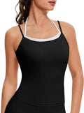 OMKAGI Halter Workout Tank Tops for Women Built in Bra Cute Layer Longline Sports Bras