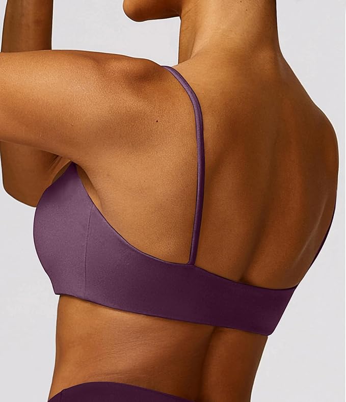 Comper Women's Sports Bra with Thin Straps Stretchy Wirefree Workout Bras Lightweight Workouts Bralette with Removable Pads