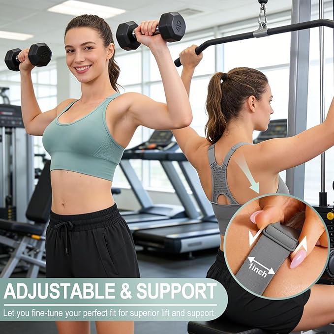 Adjustable Sports Bras for Women: 3 Pack High Support Padded Racerback Sport for Large Bust Workout Running Gym