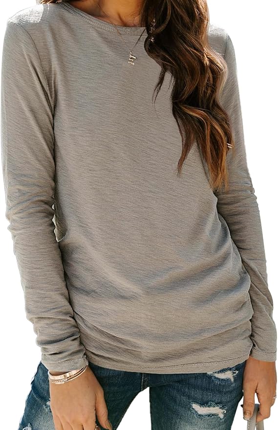 AUTOMET Women‘s Basic Long Sleeve Crewneck, Plus Size Winter & Spring Top, Casual Fall Tee for Teacher & Everyday Outfits