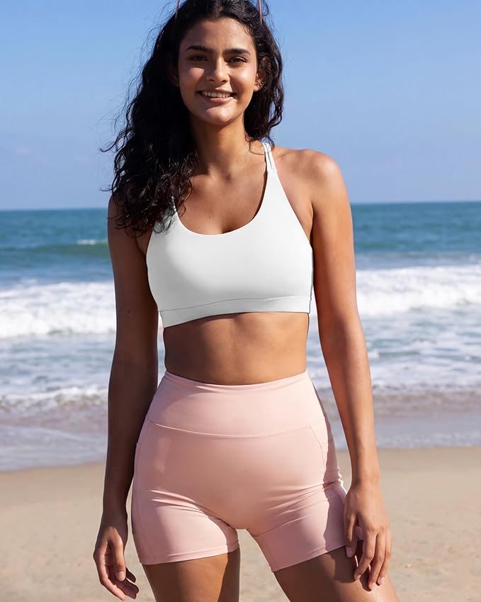 RUNNING GIRL Sports Bras for Women,Padded Sports Bra Tank Top Sexy Crisscross Back High Impact Longline Workout Yoga Bra
