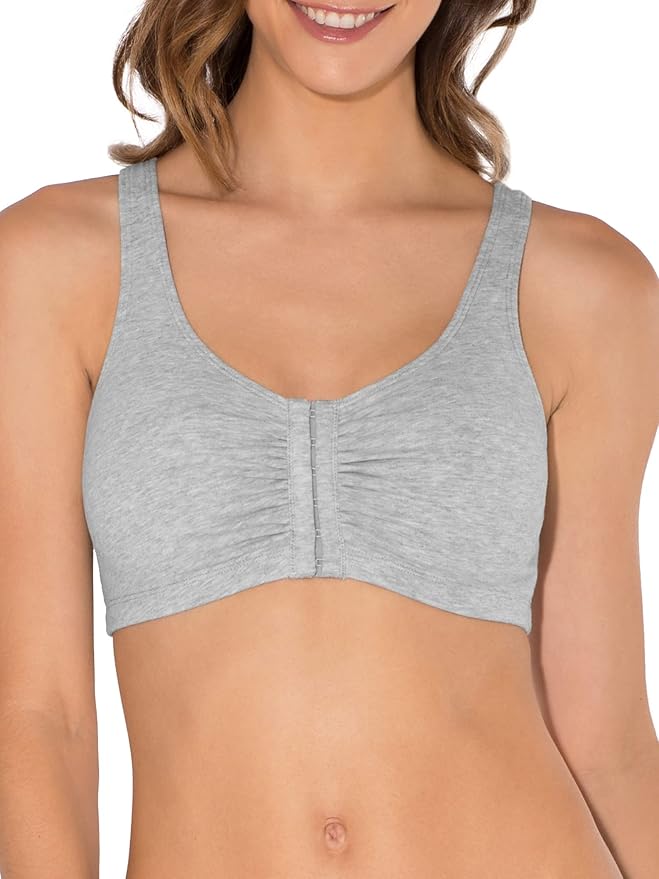 Fruit of the Loom Women's 96014PK Comfort Cotton Blend Front Close Sports Bra 2 Pack