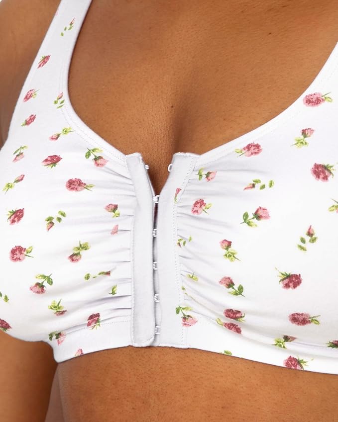 Fruit of the Loom Women's 96014PK Comfort Cotton Blend Front Close Sports Bra 2 Pack