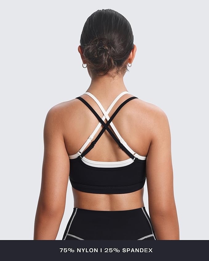 Aoxjox Women's Workout Sports Bras Takes Two Bra High Impact Training Fitness Running Yoga Crop Tank