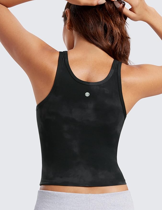 CRZ YOGA Butterluxe Double Lined Tank Tops for Women - Workout Casual Scoop Neck Racerback Crop Sleeveless Shirt
