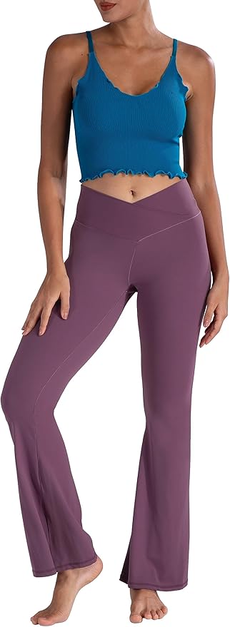 Sunzel Flare Leggings, Crossover Yoga Pants with Tummy Control, High-Waisted and Wide Leg