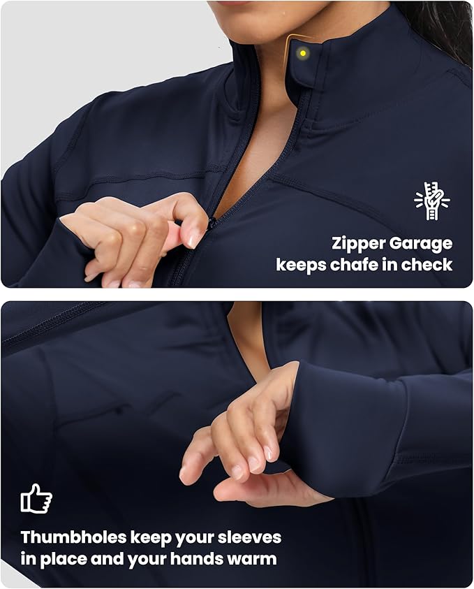GYM RAINBOW Womens Zip Up Workout Jakcets Lightweight Slim Fit Running Athletic Jackets with Thumb Holes