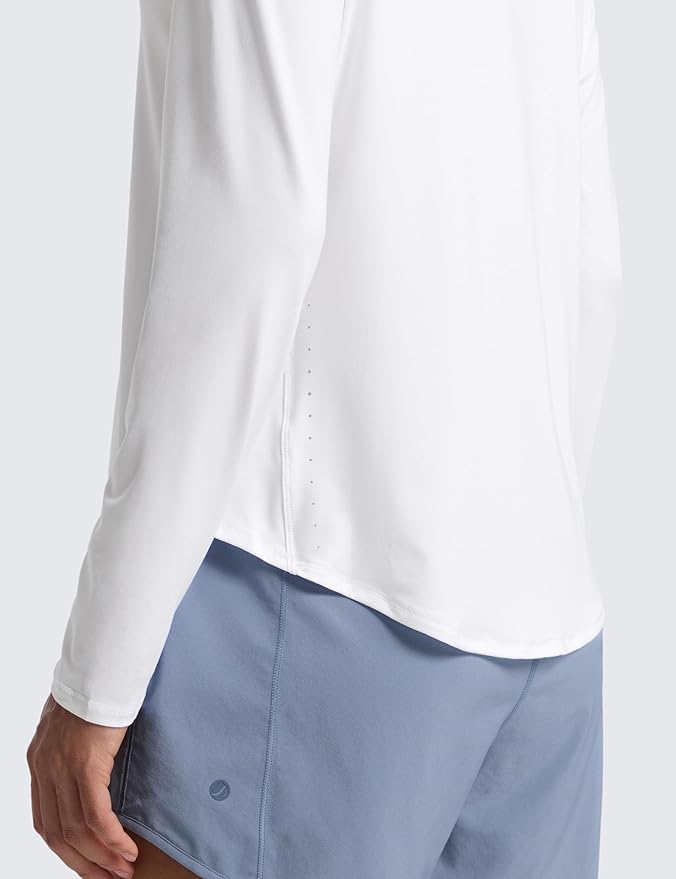 CRZ YOGA Lightweight Workout Long Sleeve Shirts for Women - Gym Running Fall Athletic Training T-Shirts High Neck Tops