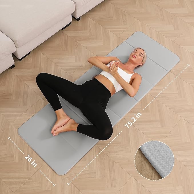 Foldable Yoga Mat - 10mm Extra Thick, 75"26" Non-Slip Exercise Fitness Mat | SGS Eco-Certified, Portable for Yoga/Pilates/Studio/Home Workout