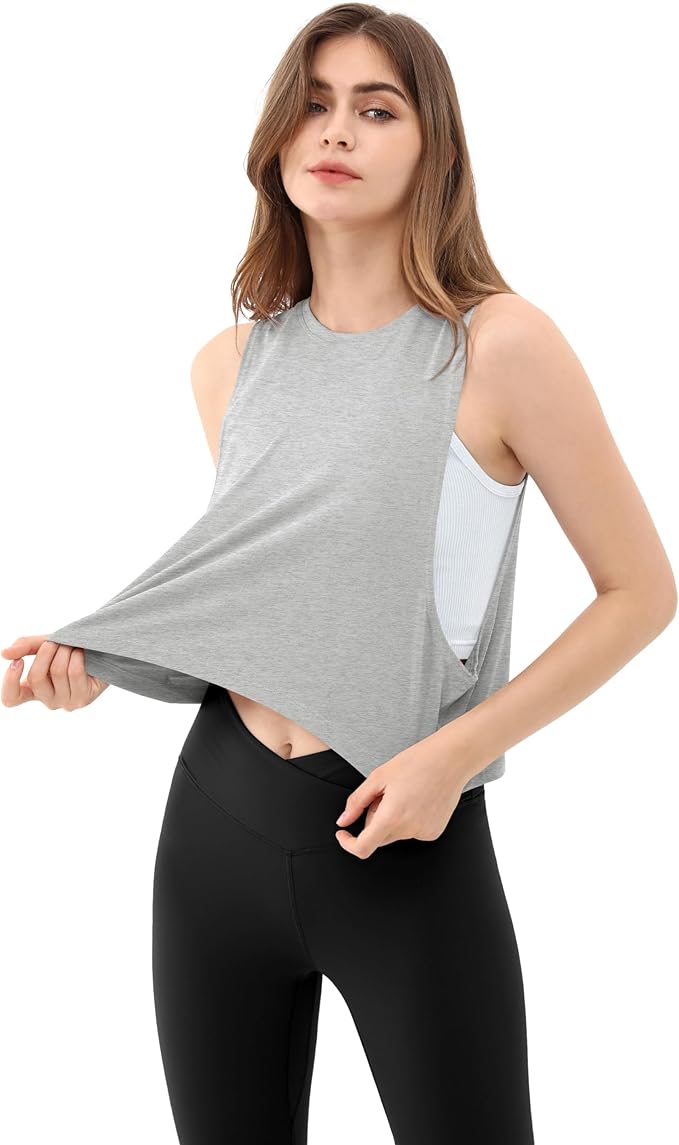 ODODOS 3-Pack Loose Tank Tops for Women Sleeveless Gym Athletic Workout Tops Yoga Shirts