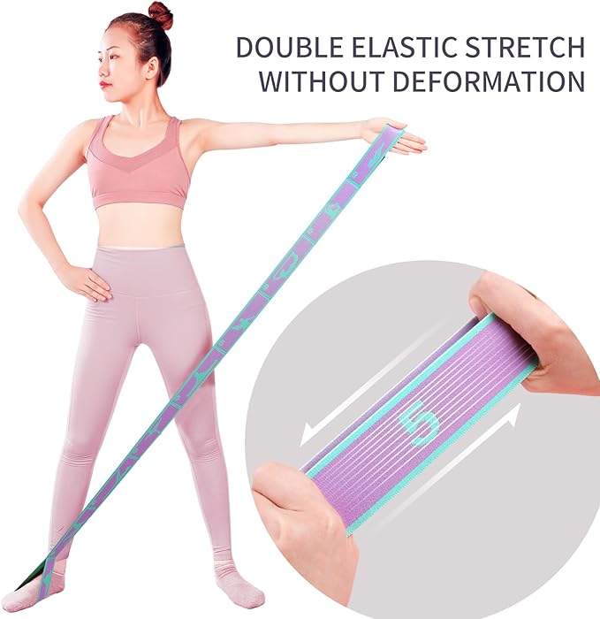 9 Loops Elastic Yoga Strap - Adjustable Stretching Band for Physical Therapy, Dance, Pilates & Gymnastics, Multi-Loop Exercise Band for Flexibility, Home Workout