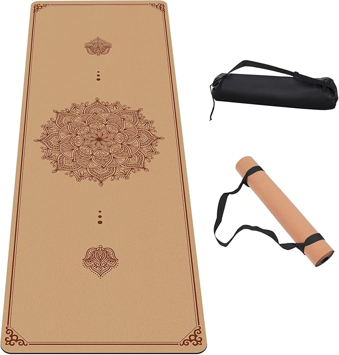 Premium Cork Yoga Mat Non Slip Thick Cork Exercise & Fitness Mat for Yoga, Pilates, & Home Workouts(72" x 24" x 5mm Thick)