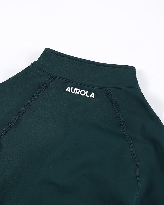 AUROLA Influence Workout Jacket for Women, Half Zip Cropped Slim Fit Long Sleeve Yoga Jackets Athletic Top with Thumb Holes