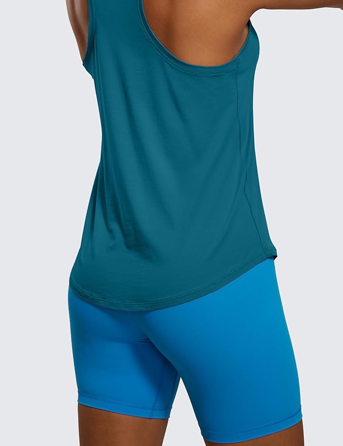 CRZ YOGA Pima Cotton Racerback Tank Tops for Women - Workout Athletic Casual Soft Scoop Neck Sleeveless Shirts