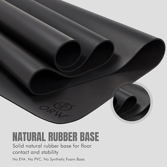 ORW Non Slip Hot Yoga Mat - Grip Surface & Natural Rubber Base, REACH Tested, Home & Studio Practice