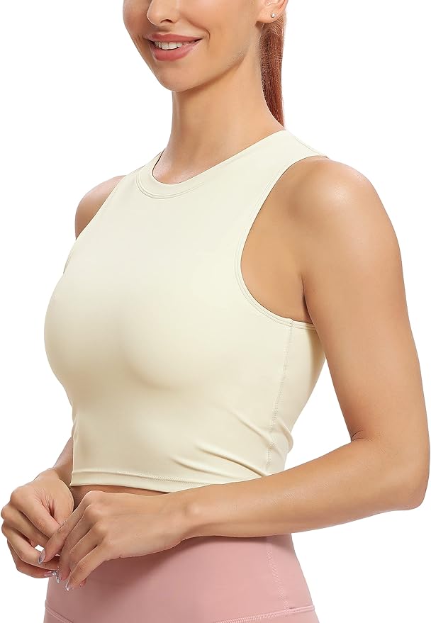 Natural Feelings Nudi Sports Bras for Women Removable Padded Yoga Tank Tops Sleeveless Fitness Workout Crop Tops