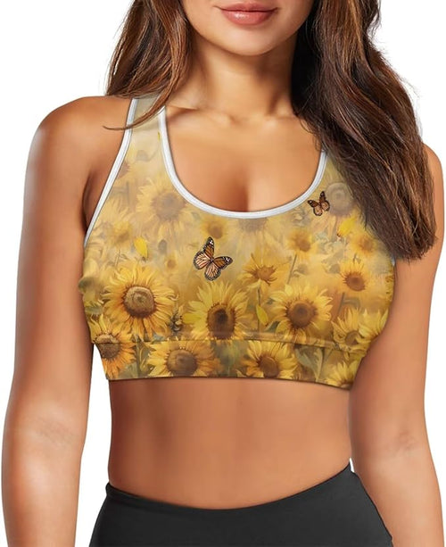 4 Piece Gym Sets Women Racerback Sports Bra with Back Pocket, Matching Flare Yoga Pants And Sweatband