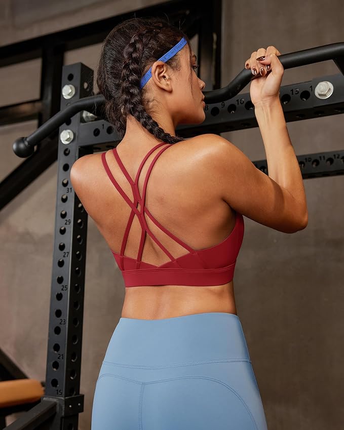 RUNNING GIRL Sports Bras for Women,Strappy Crisscross Back Padded Low Impact Running Sports Bra with Removable Cups