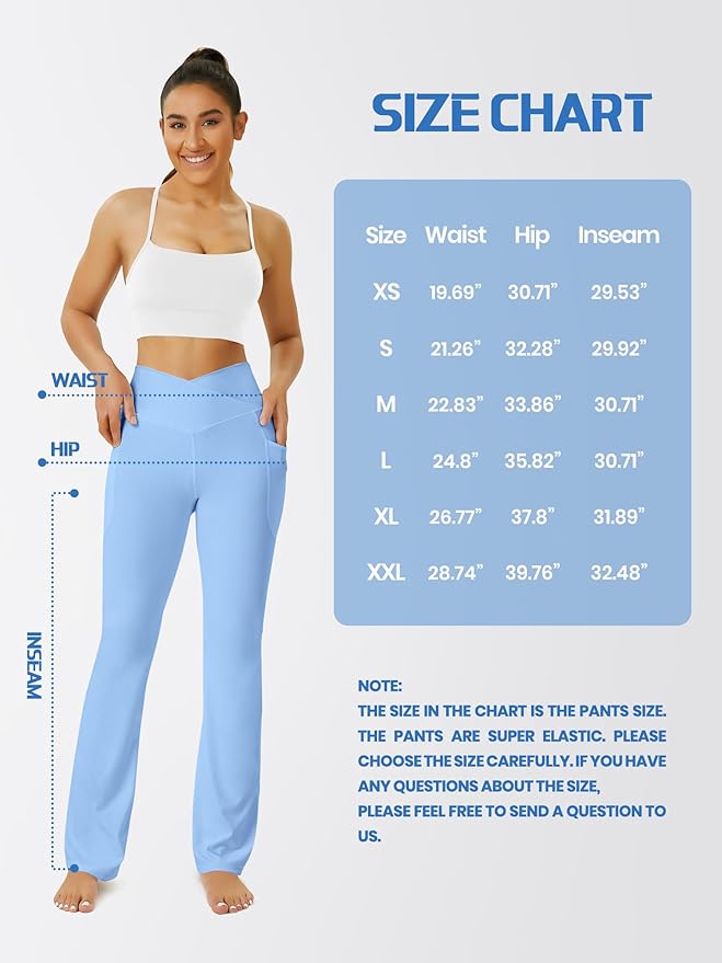 FOHOFO Yoga Pants Women, Flare Leggings for Women with Pockets Crossover High Waisted Bootcut Yoga Pants