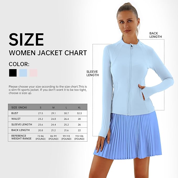 Women Jacket Full Zip UP Workout Athletic Cropped Jacket wIth Thumb Holes Running Yoga Sportswear