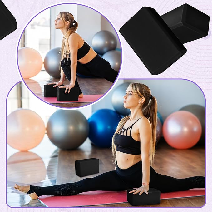 Wettarn 6 Pack Yoga Blocks 9 x 6 x 4 Inch Eva Foam Lightweight Non Slip Yoga Props for Yoga Pilates Stretching Meditation