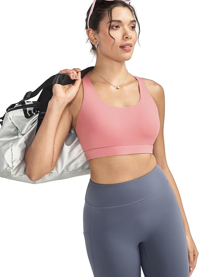 RUNNING GIRL Sports Bras for Women,Padded Strappy Sports Bras Criss-Cross Back Medium Support Sports Bras with Removable Cups