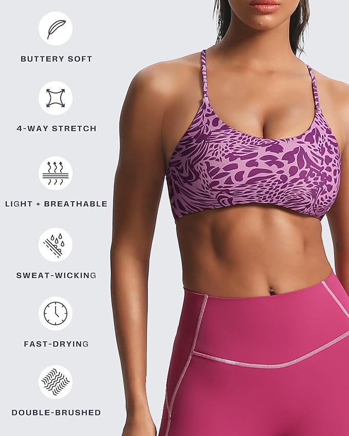Aoxjox Women's Workout Sports Bras Fitness Trinity Ivy Low Impact Bra Yoga Crop Tank