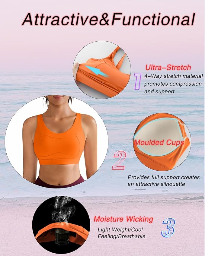 RUNNING GIRL High Impact Sports Bras for Women,Racerback Running Bra Workout Crop Tank Tops Longline Sports Bra Push up