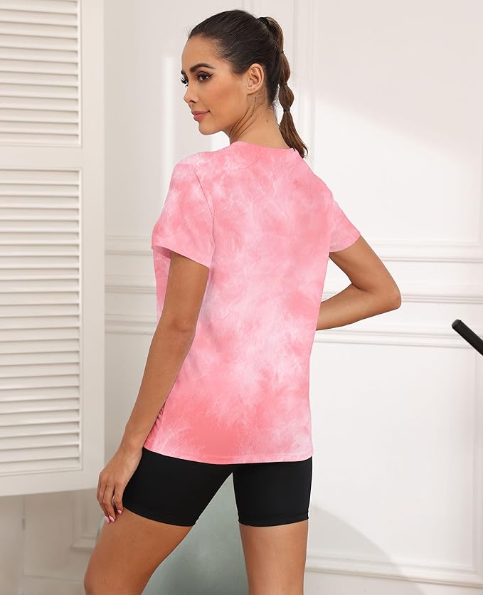 KevaMolly Workout Tops for Women UPF50+ Breathable Loose Fit Yoga T Shirts Short Sleeve Running Gym Athletic Tee Top
