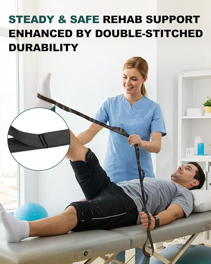 Trideer Stretching Strap for Physical Therapy & Home Rehab, Non-Elastic Yoga Strap for Stretching with Loops for Hamstring, Calf & Back Stretcher Mobility, Hip & Pilates