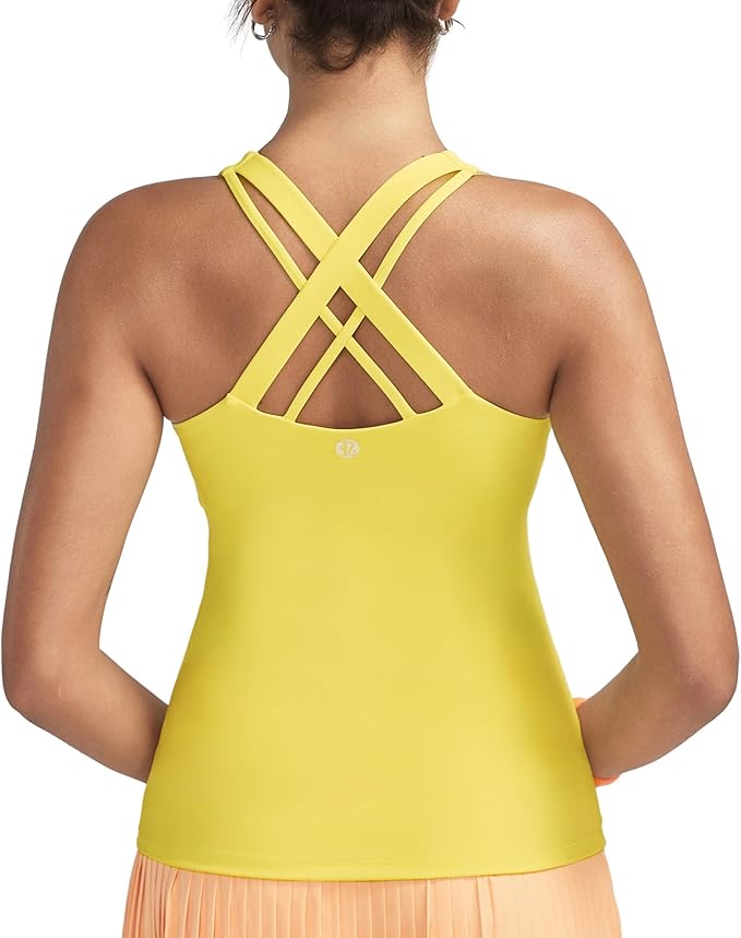 RUNNING GIRL Tank top with Built in Bra for Women,Compression Shirts Crisscross Back Workout Yoga Tops