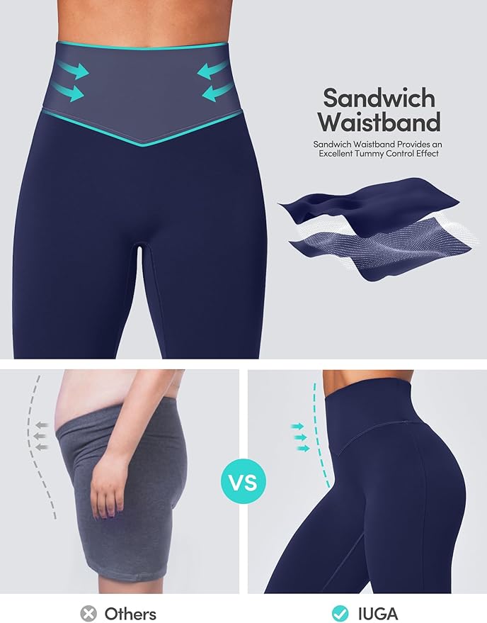IUGA Flare Leggings for Women Tummy Control Flared Leggings No Front Seam Yoga Pants Women High Waisted Workout Bell Bottoms