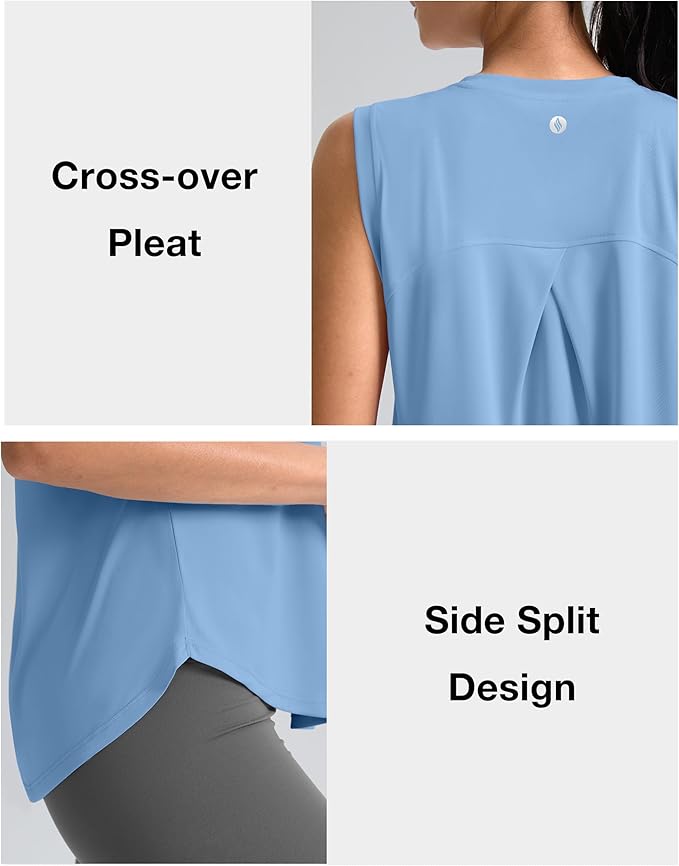 SANTINY Women's Sleeveless Workout Tops Breathable Lightweight Active Tennis Yoga Shirts Athletic Running Tank Tops for Women