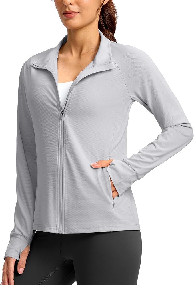 G Gradual Women's Lightweight Athletic Jacket Sun Protection UPF 50+ Zip Up 4 Pockets Long Sleeve Shirts Workout Running