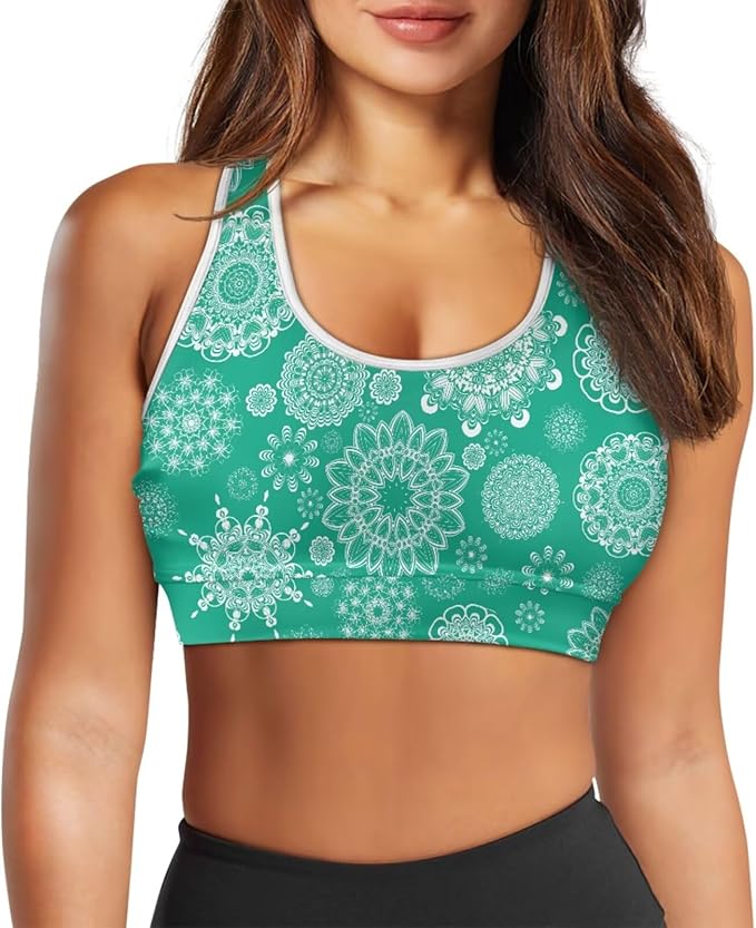 4 Piece Gym Sets Women Racerback Sports Bra with Back Pocket, Matching Flare Yoga Pants And Sweatband