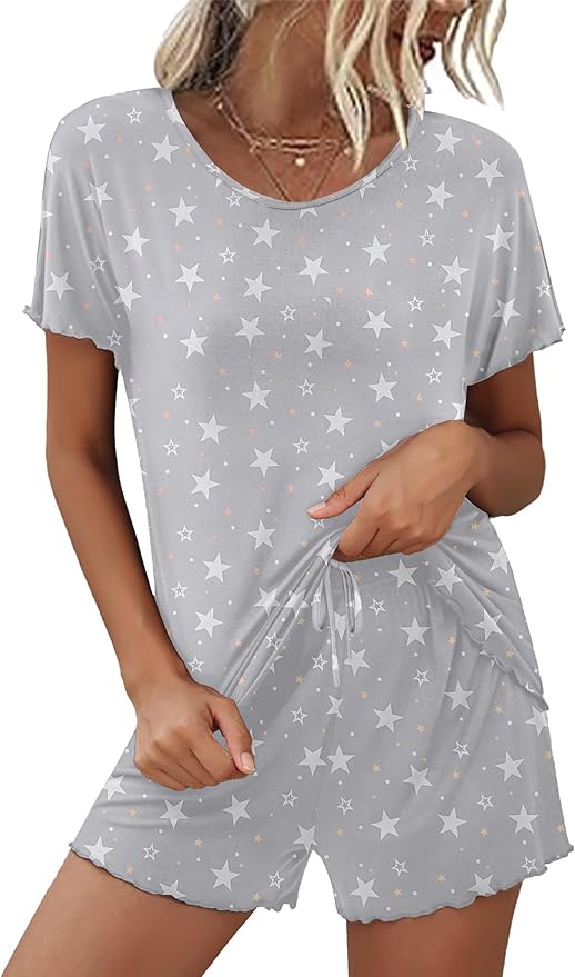 Ekouaer Womens Pajama Sets Short Sleeve Pajamas for Women Sets 2 Piece Lounge Sets Soft Sleepwear PJS