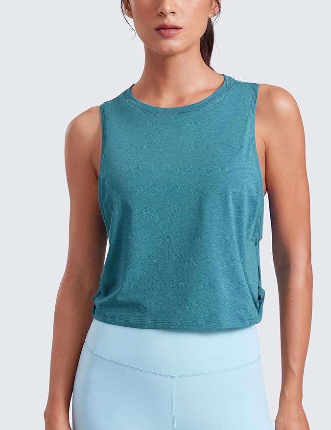 CRZ YOGA Pima Cotton Large Armhole Tank Tops for Women - Workout Sport Athletic Yoga Running Gym Loose Crop Sleeveless Shirts