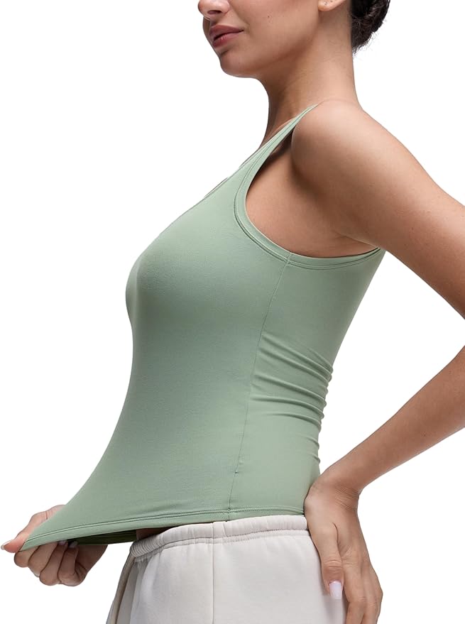 CRZ YOGA Softembrace Scoop Neck Tank Tops for Women - Casual Going Out Soft Double Lined Crop Basic Sleeveless Shirts