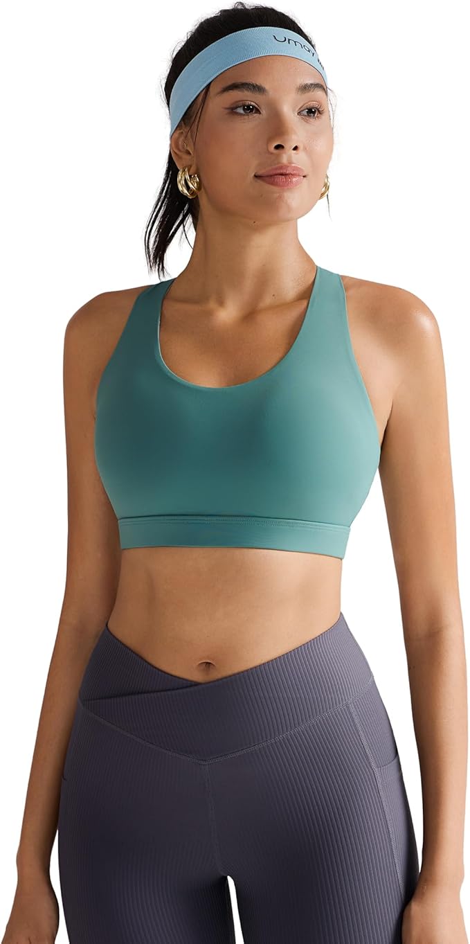 RUNNING GIRL Sports Bras for Women,Padded Strappy Sports Bras Criss-Cross Back Medium Support Sports Bras with Removable Cups