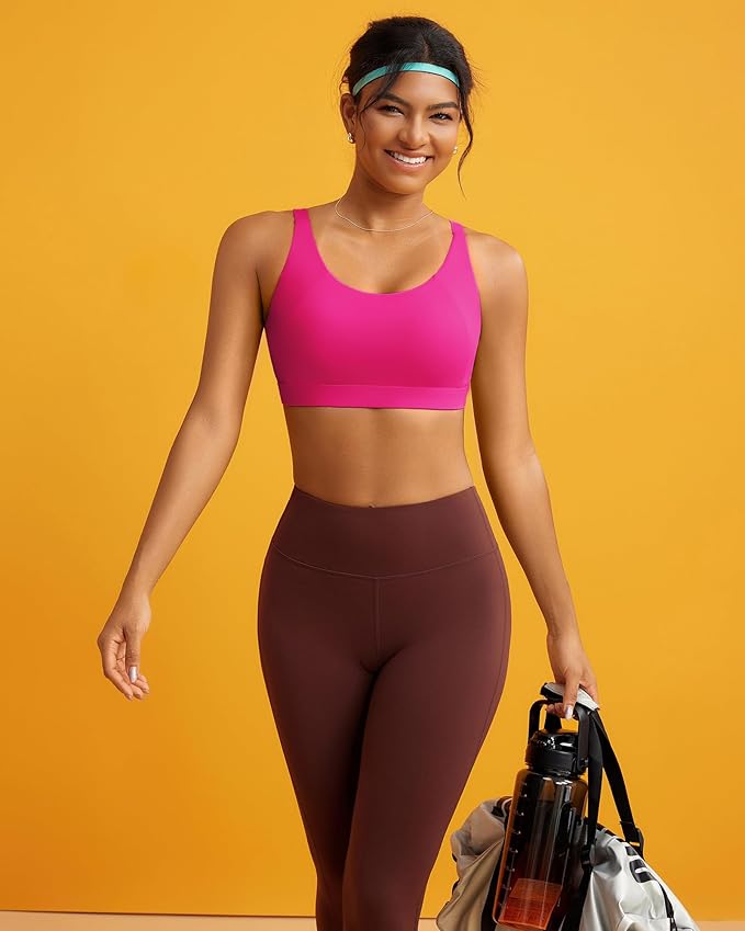 RUNNING GIRL Sports Bra for Women High Support, Molded Cup High Impact Sports Bras with Sewn in Pads