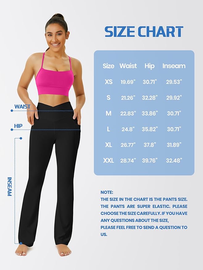 FOHOFO Yoga Pants Women, Flare Leggings for Women with Pockets Crossover High Waisted Bootcut Yoga Pants
