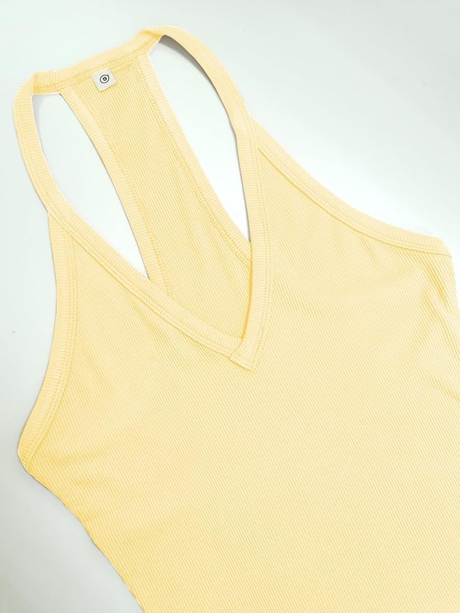 iGENJUN Workout Tops for Women Racerback Basic Tank Summer 2026 Camisole V Neck Slim Fit Ribbed Sleeveless