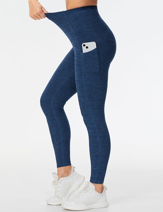 THE GYM PEOPLE Thick High Waist Yoga Pants with Pockets, Tummy Control Workout Running Yoga Leggings for Women