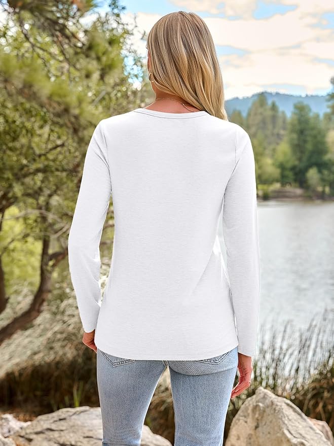 AUTOMET Women‘s Basic Long Sleeve Crewneck, Plus Size Winter & Spring Top, Casual Fall Tee for Teacher & Everyday Outfits