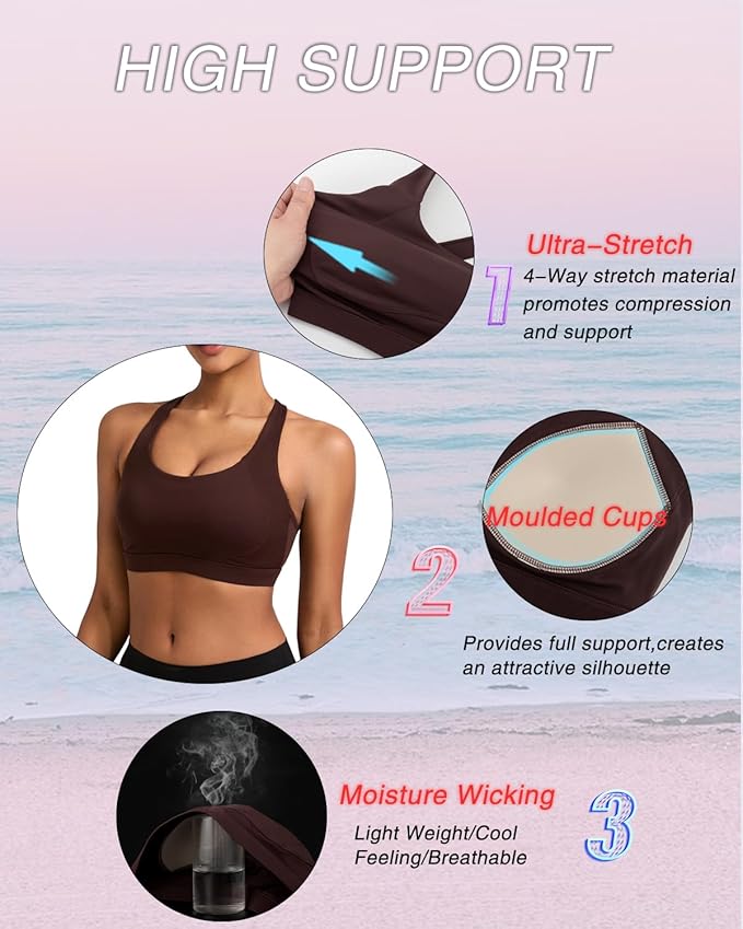 RUNNING GIRL Sports Bras for Women, Molded Cup High Impact Sports Bra Workout Bras for Women High Support Racerback