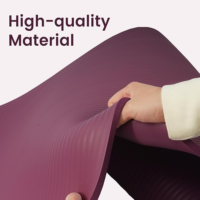 Fitvids Yoga Mat, 1/2-Inch Extra Thick High Density Exercise Mat, Anti-Tear Exercise Yoga Mat with Carrying Strap, Suitable for Various Yoga Exercises