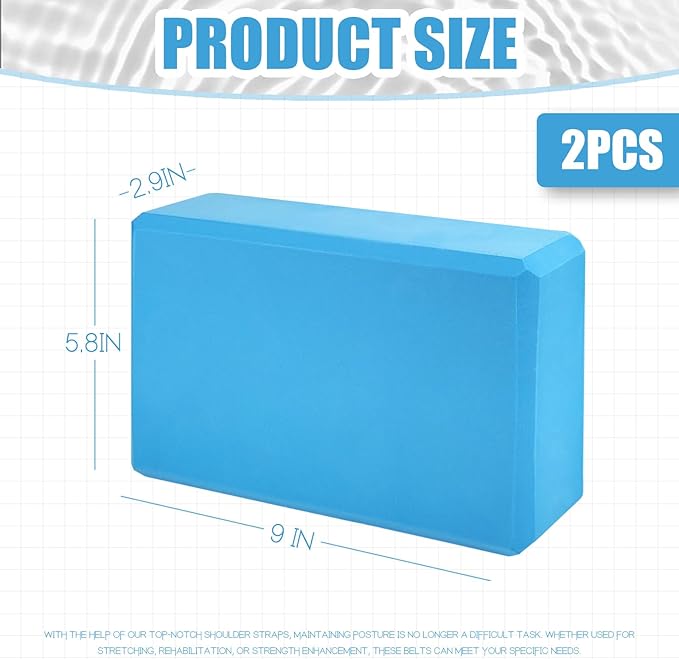 2 Pcs Yoga Blocks, 9"x6"x3" Foam Blocks Yoga Props for Pilates Stretching and Meditation Exercise Blocks Lightweight Yoga Essentials