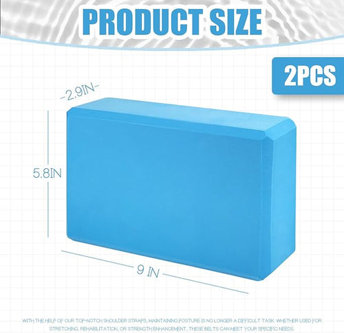 2 Pcs Yoga Blocks, 9"x6"x3" Foam Blocks Yoga Props for Pilates Stretching and Meditation Exercise Blocks Lightweight Yoga Essentials